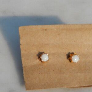 Gold Plated White Stone Stud Earrings